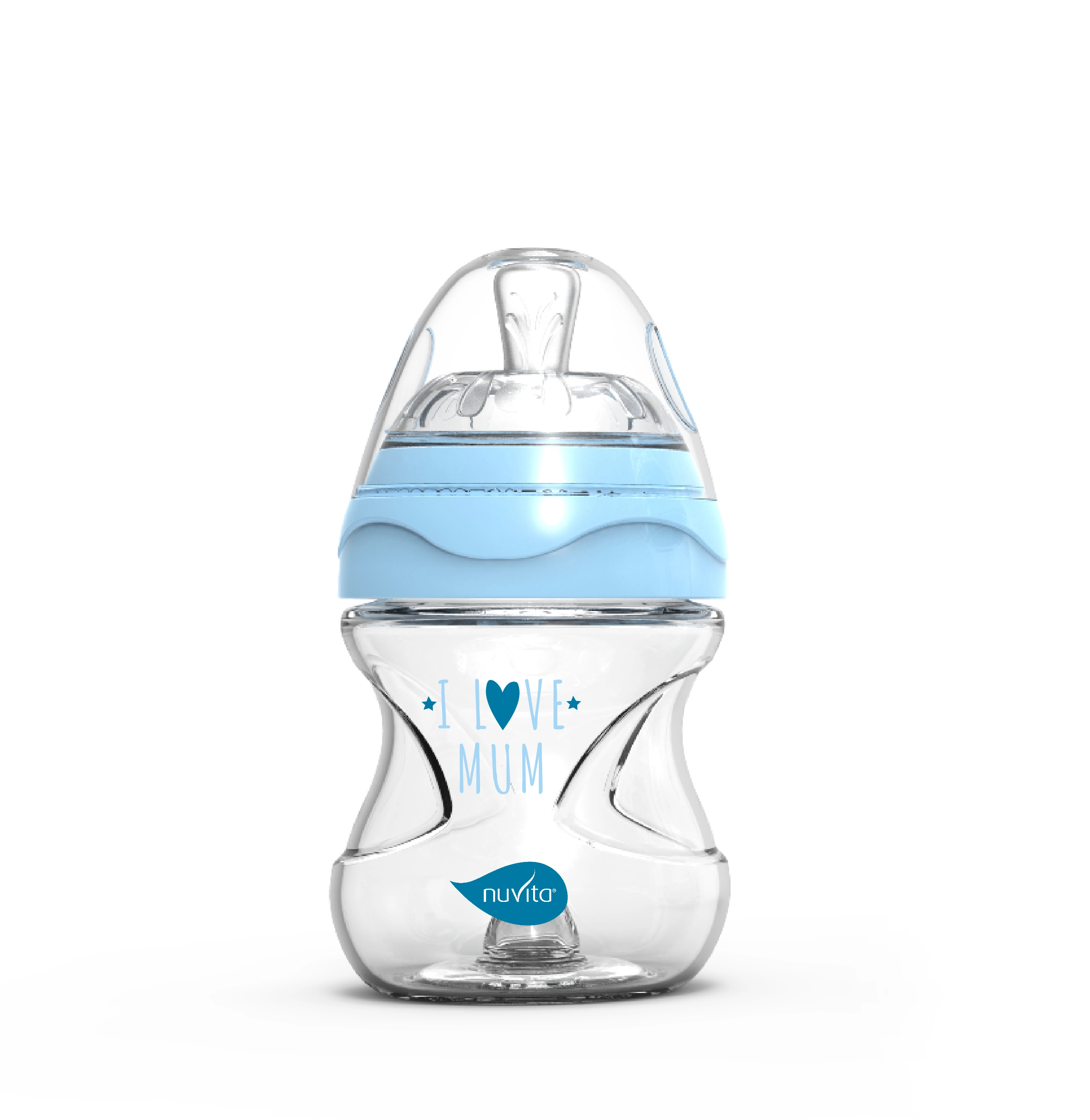 Nuvita lahvička Glass/Blue 140ml