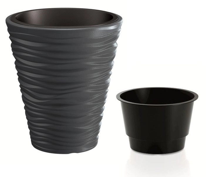 Levně Prosperplast SAND Květináč 29,5 cm antracit