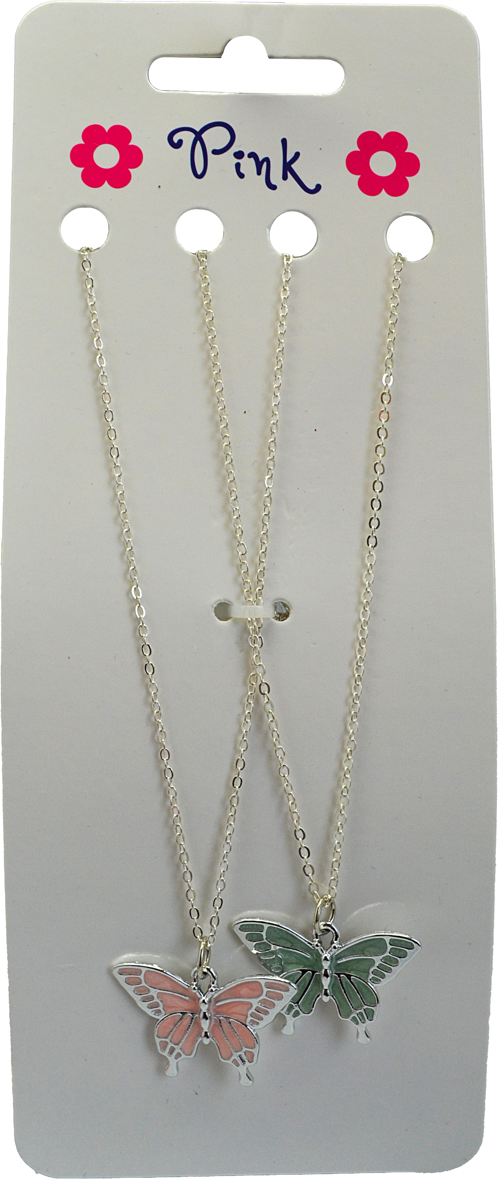 Dětský náhrdelník s kovovým motýlkem – sada 2 ks