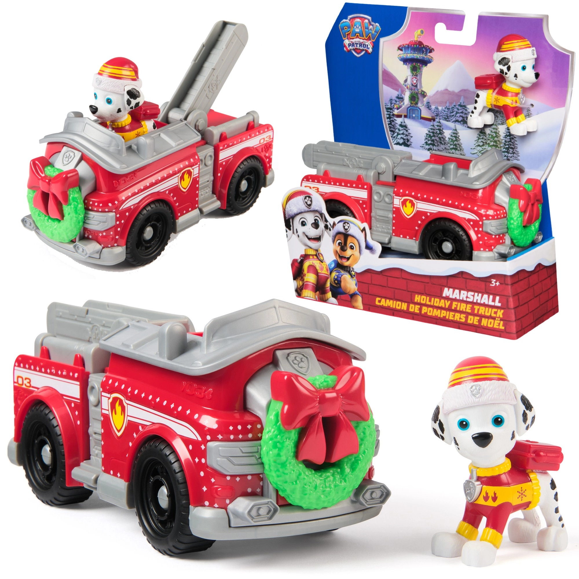 Paw Patrol vánoční hasičské auto s figurkou Marshalla