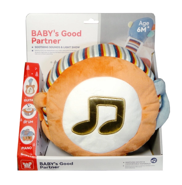 Plyšový bubínek se světlem a hudbou pro miminka