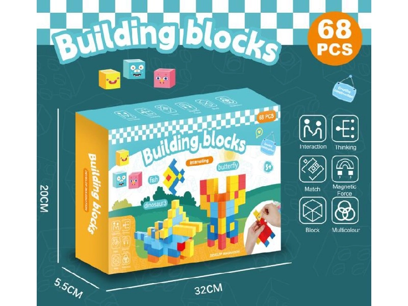 Magnetické stavební kostky 68 ks