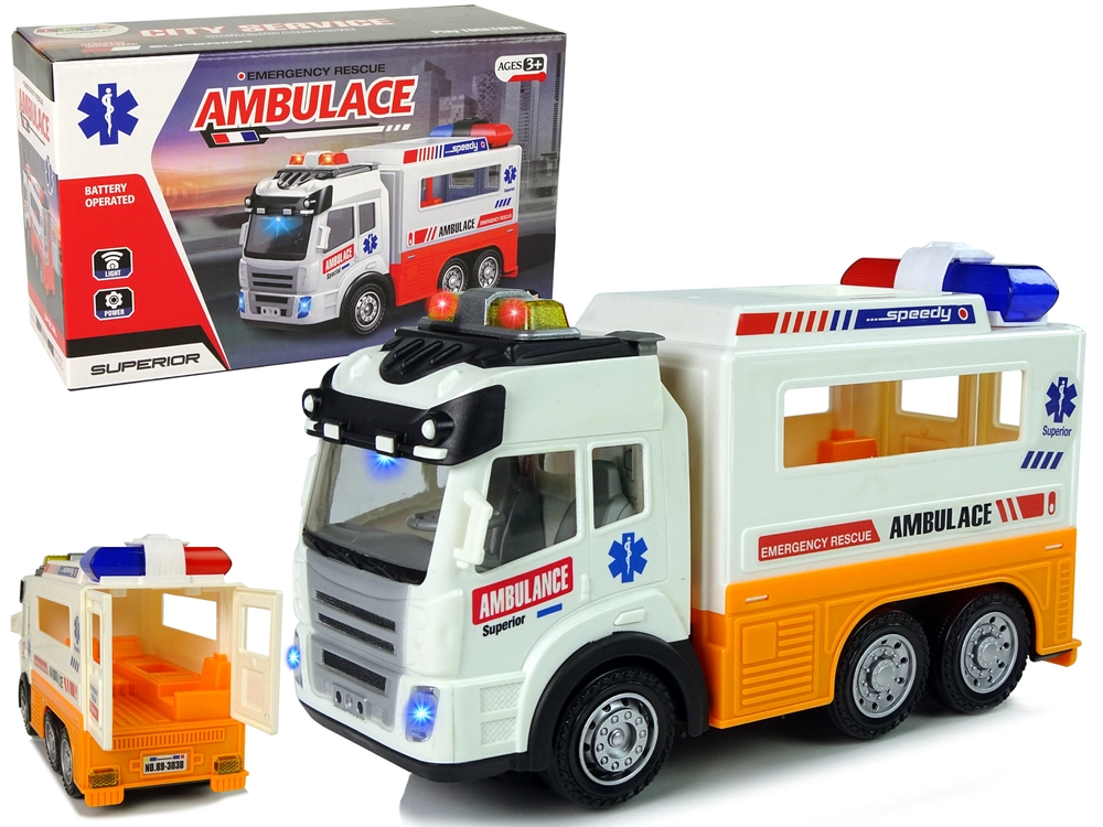LEANToys Import Ambulance baterie Světla auta Zvuky
