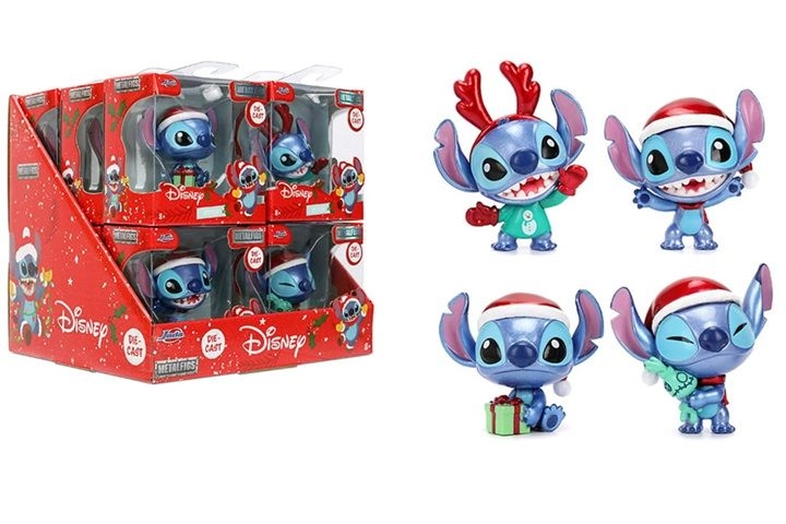 Kovová figurka STITCH 6,5 cm s vánoční čepicí – sběratelská edice od Jada Toys