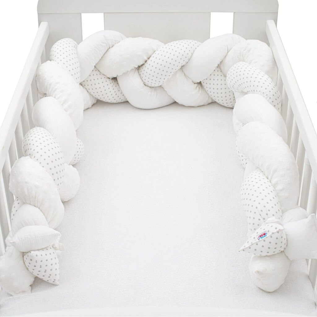 Pletený mantinel do postýlky cop NEW BABY Minka a Puntík, šedý