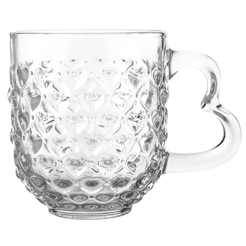 Altom Design skleněný hrnek se srdíčkovým dekorem 310 ml