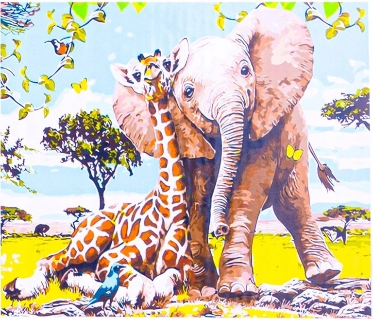Norimpex malování podle čísel Slon a žirafa 40 × 50 cm