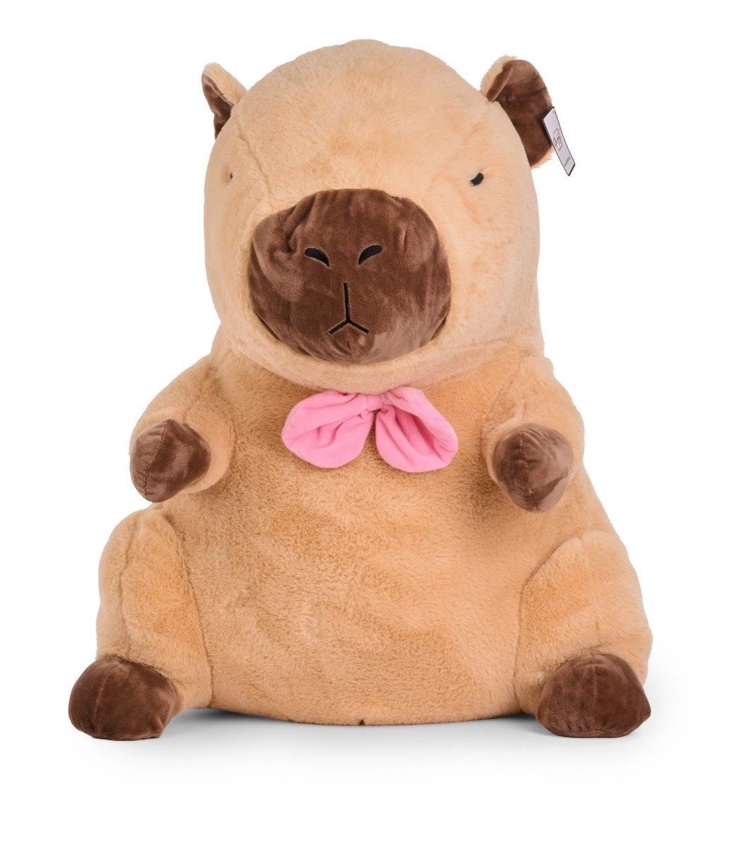 Plyšová kapybara s růžovou mašlí 66 cm