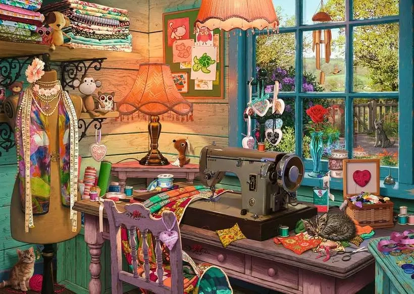 Ravensburger puzzle Moje útočiště 4: Šicí koutek 1000 dílků