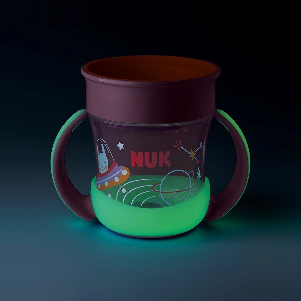 NUK Magic Cup Night hrnek s držadly 6m+ Pink 160 ml