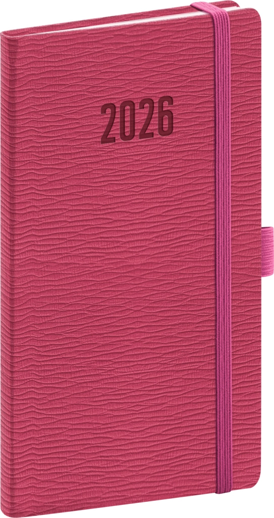 NOTIQUE Kapesní diář Rivoli 2026, růžový, 9 x 15,5 cm Presco Group