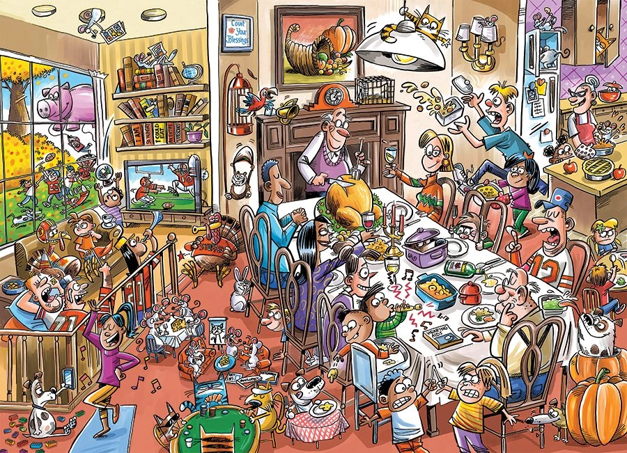 COBBLE HILL Rodinné puzzle Šťastné díkuvzdání 350 dílků