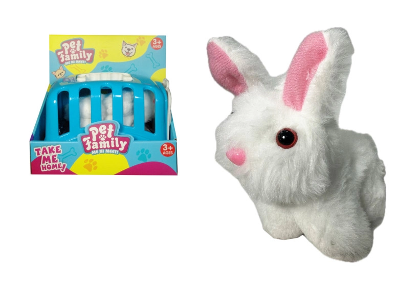 Plyšový králík s doplňky v přepravce
