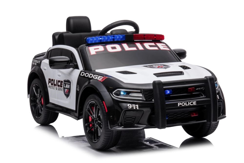 Levně Elektrické policejní auto DODGE Charger pro děti – černo-bílé