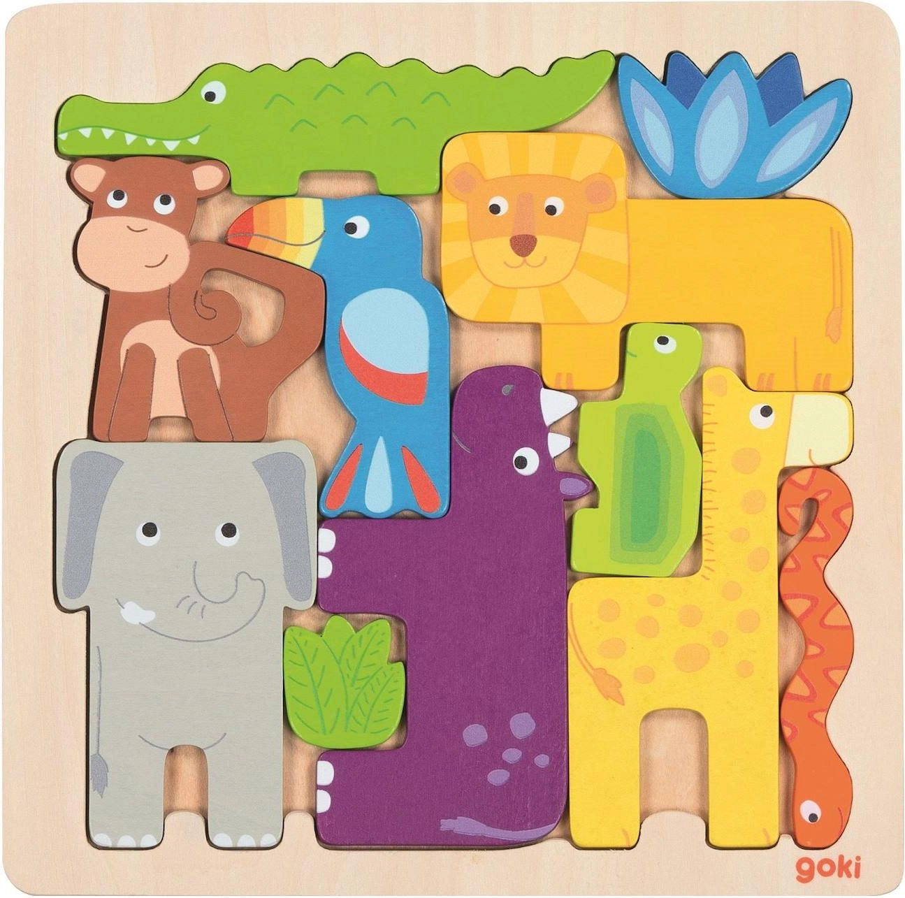 Puzzle pro nejmenší - Na desce, Safari, 11ks (Goki)