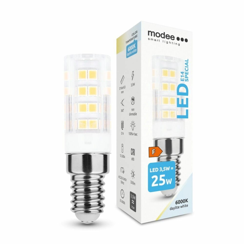 Keramická LED žárovka E14 3,5 W studená bílá 6000 K MODEE SMART LIGHTING