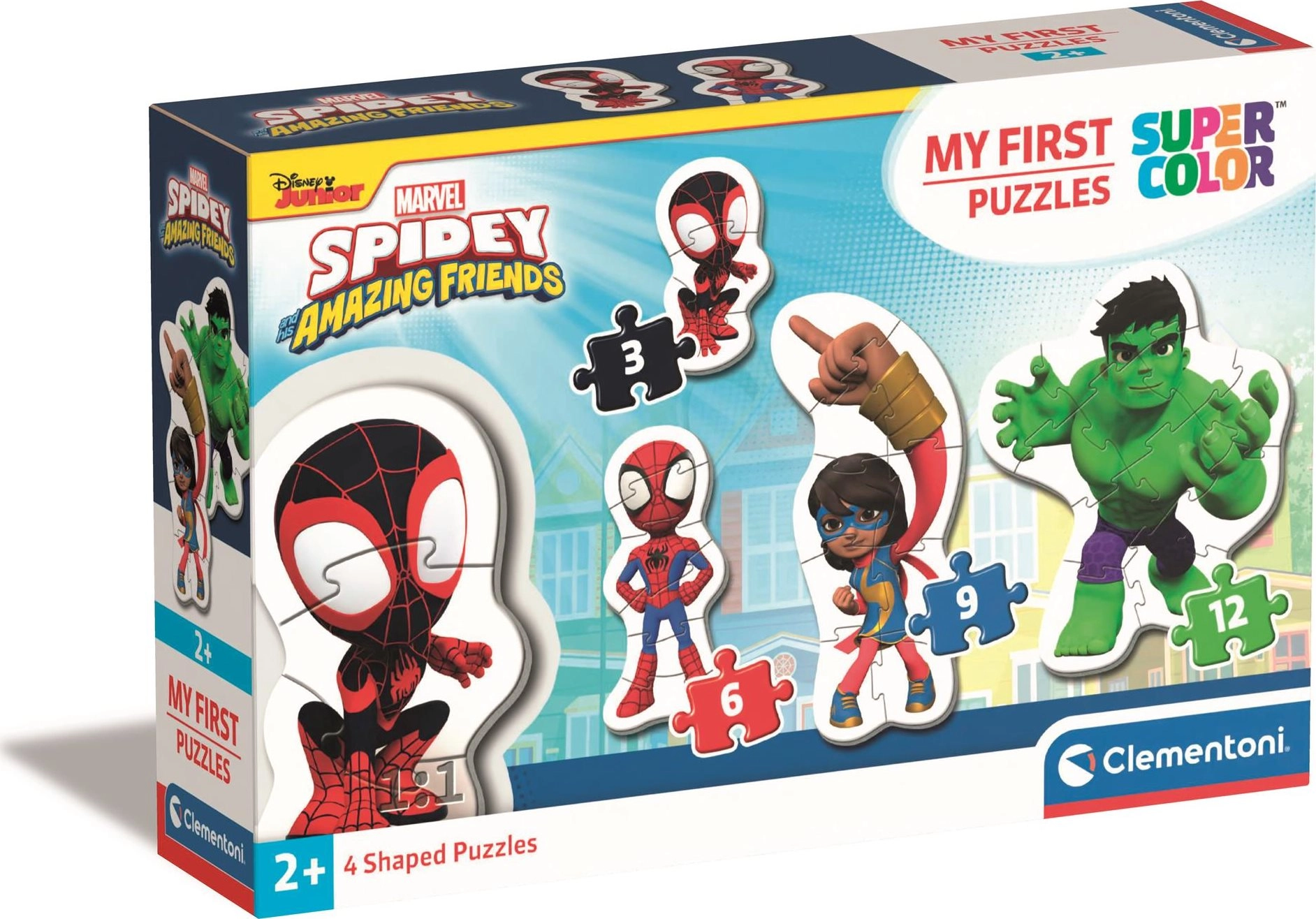 Levně CLEMENTONI Moje první Spidey a jeho úžasní přátelé 4v1 3,6,9,12 dílků