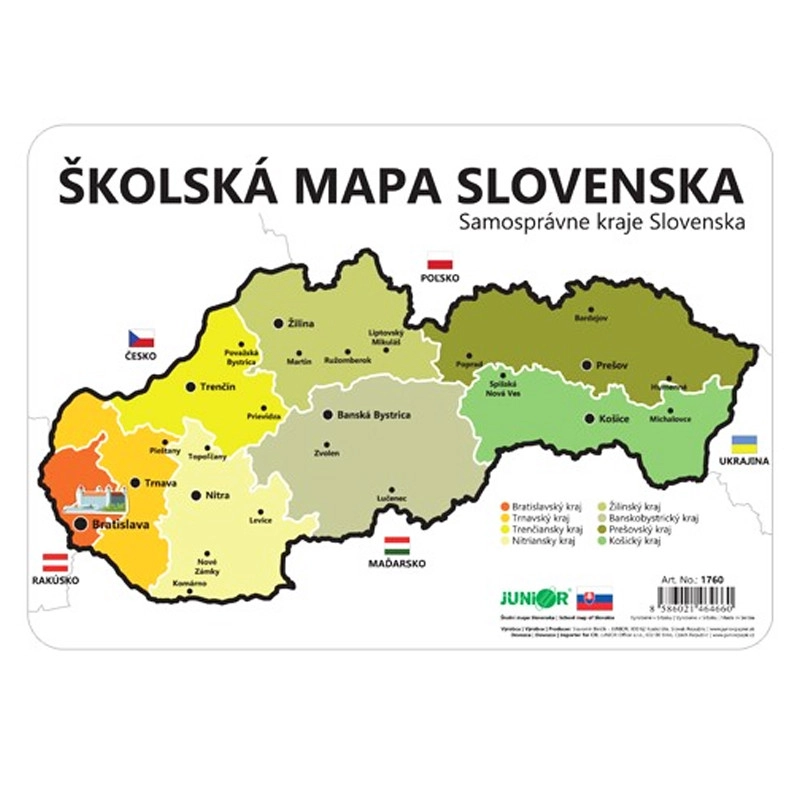 školní mapa slovenska – šablona krajů 26 × 18 cm
