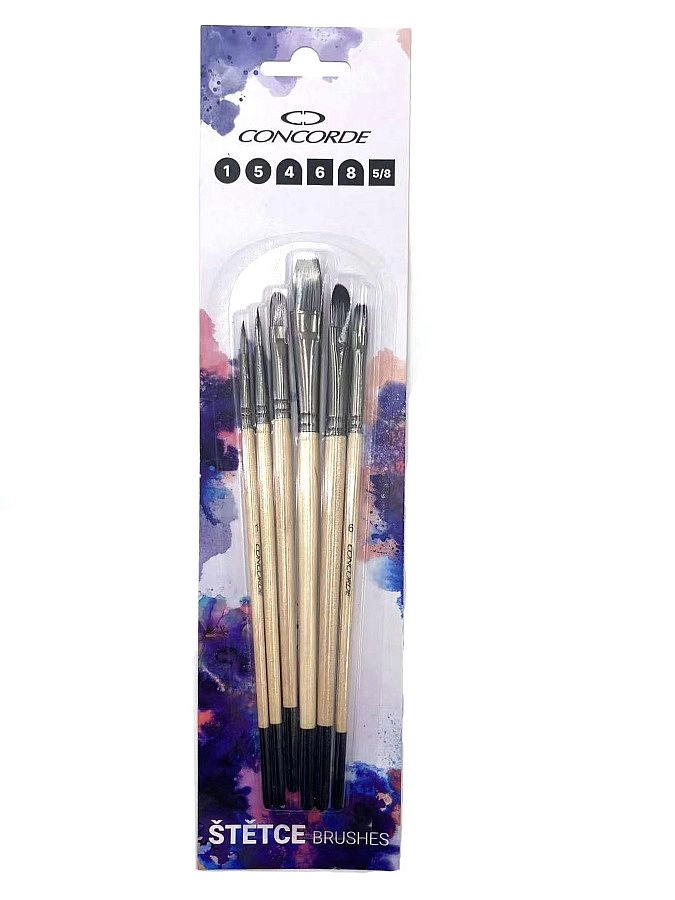 Levně Sada štětců CONCORDE Natural nylon - 6 ks
