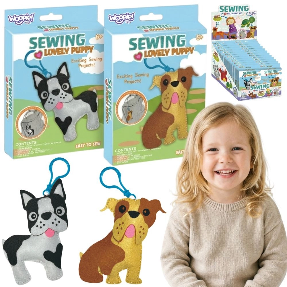 Woopie sewing lovely puppy – sada na šití pro děti (DIY přívěsek pejsci)