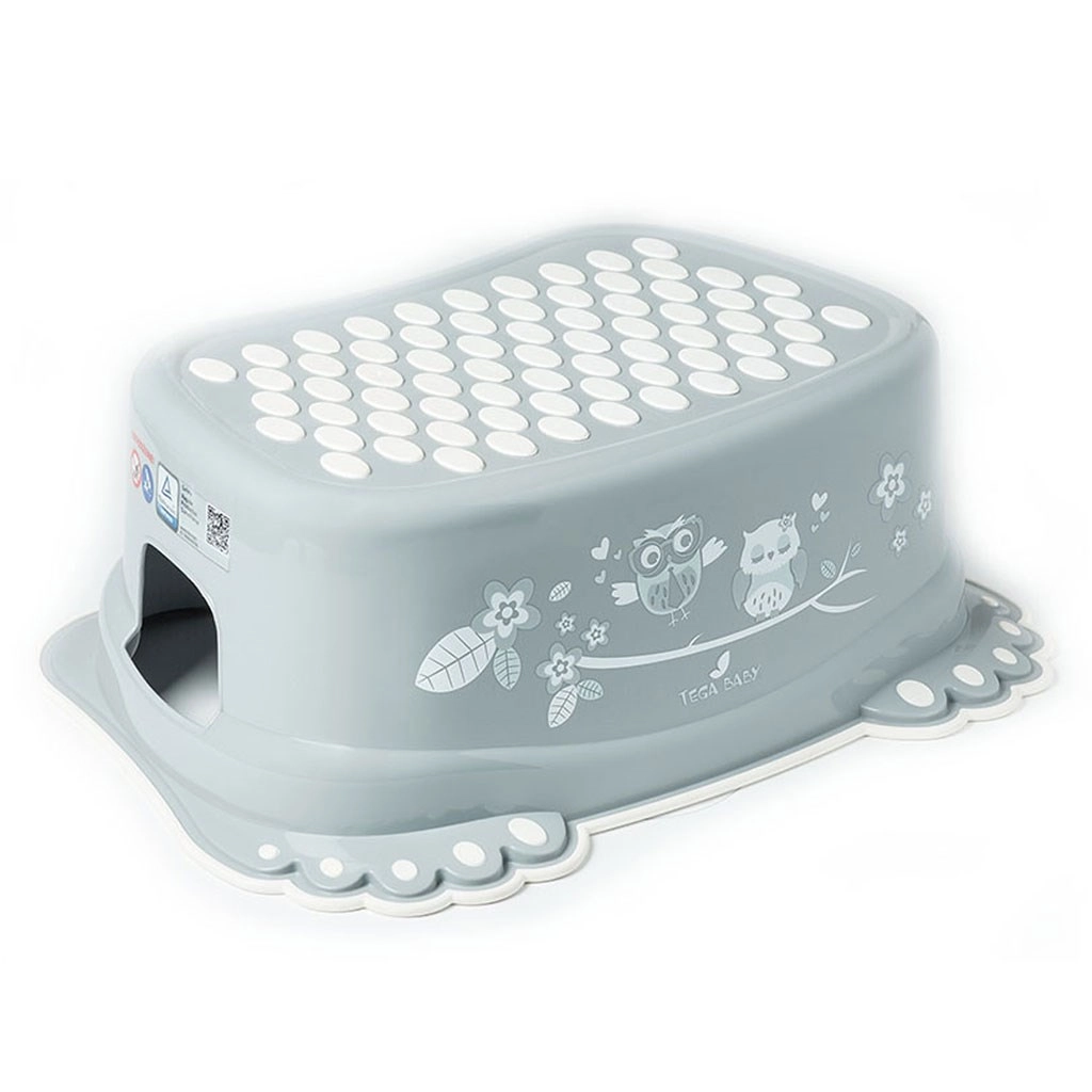 Dětské protiskluzové stupátko do koupelny se sovou – šedé