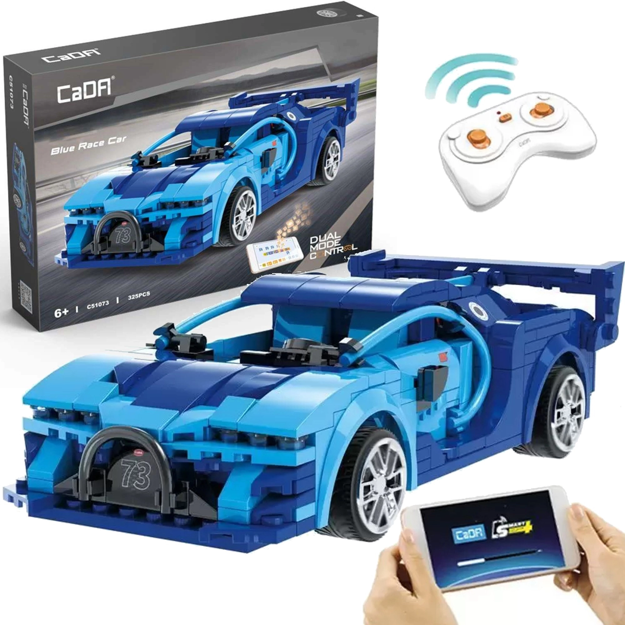 Stavebnice CADA RC závodní auto Blue Race Car Dual Mode 325 dílků