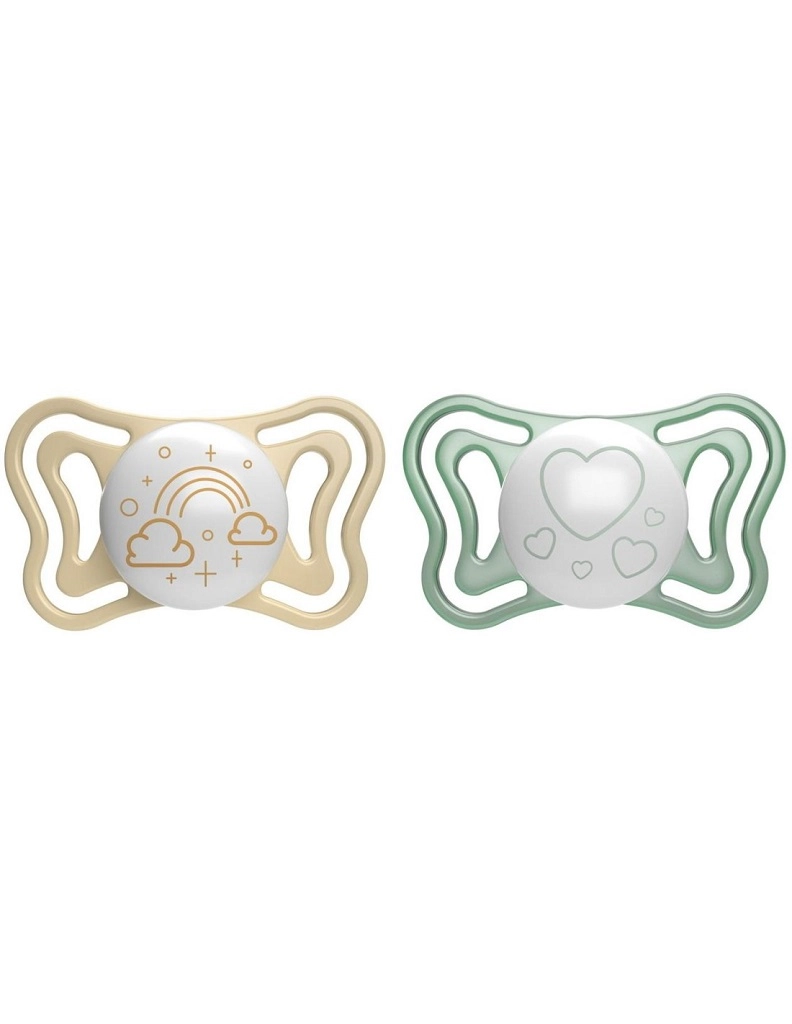 Levně Chicco Physio Light Physio Forma Night dudlík Gold/Green 2 ks