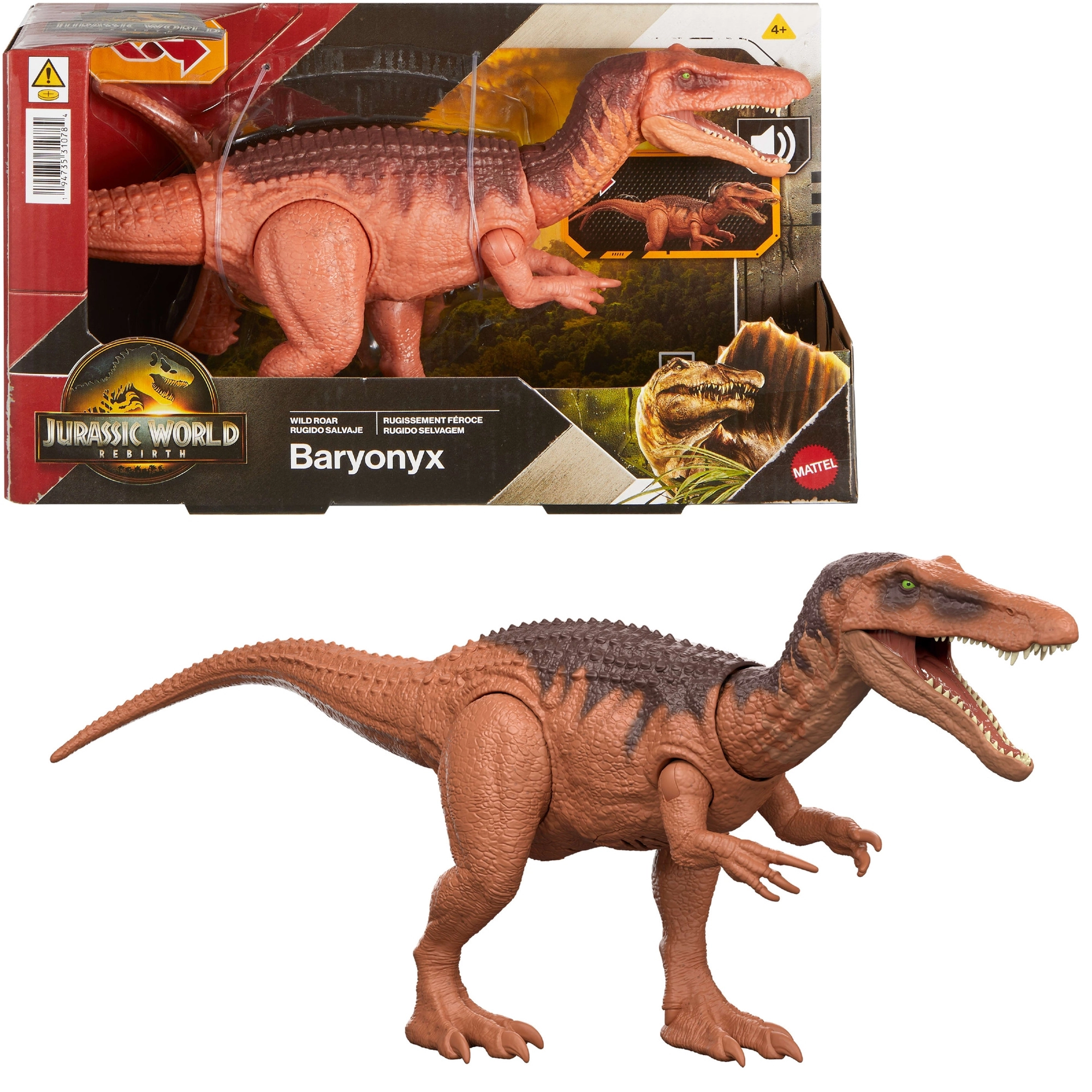 Figurka dinosaura Baryonyx JURASSIC WORLD Rebirth Wild Roar se zvukem 18 cm