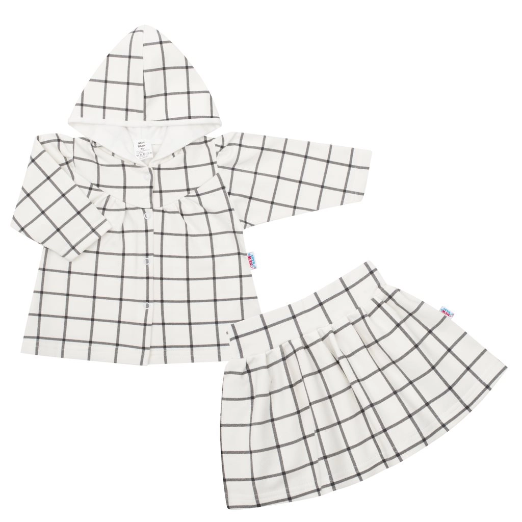 Dívčí 2dílný komplet s kapucí a sukýnkou New Baby Cool Girls – bílý kostkovaný vzor