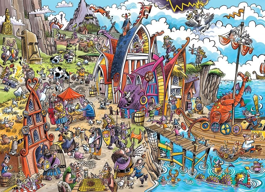 COBBLE HILL Puzzle DoodleTown: Vesnice Vikingů 1000 dílků