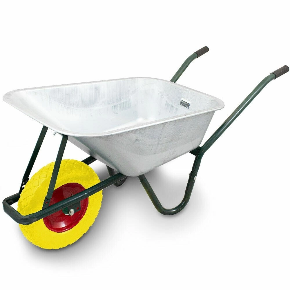 stavební kolečko 100 l, 250 kg, pozinkovaná ocel, plné pu kolo