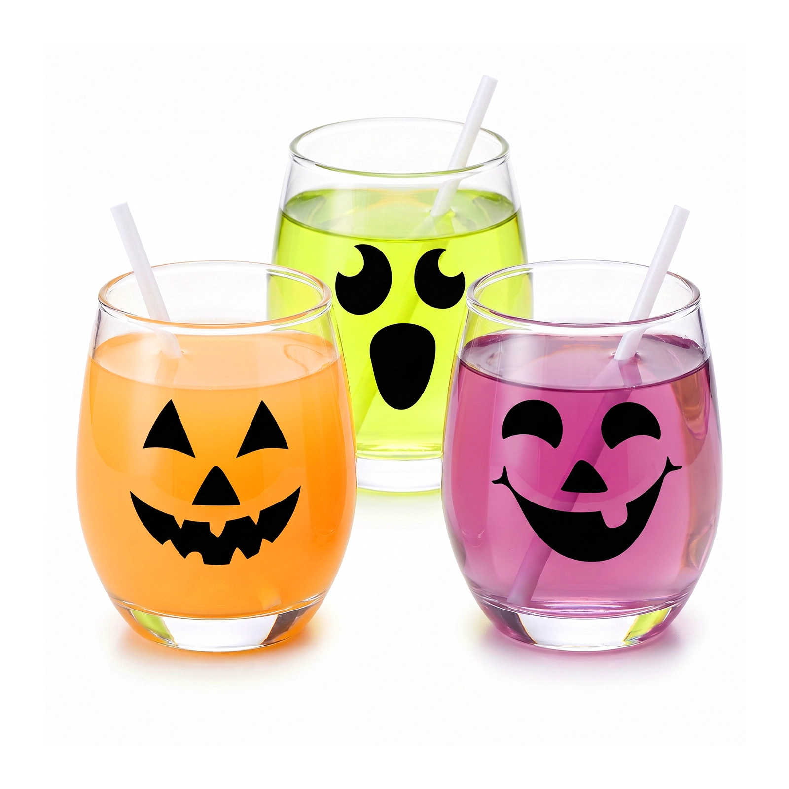 Sada elektrostatických halloweenských nálepek s černými dýňovými obličeji, 16 ks