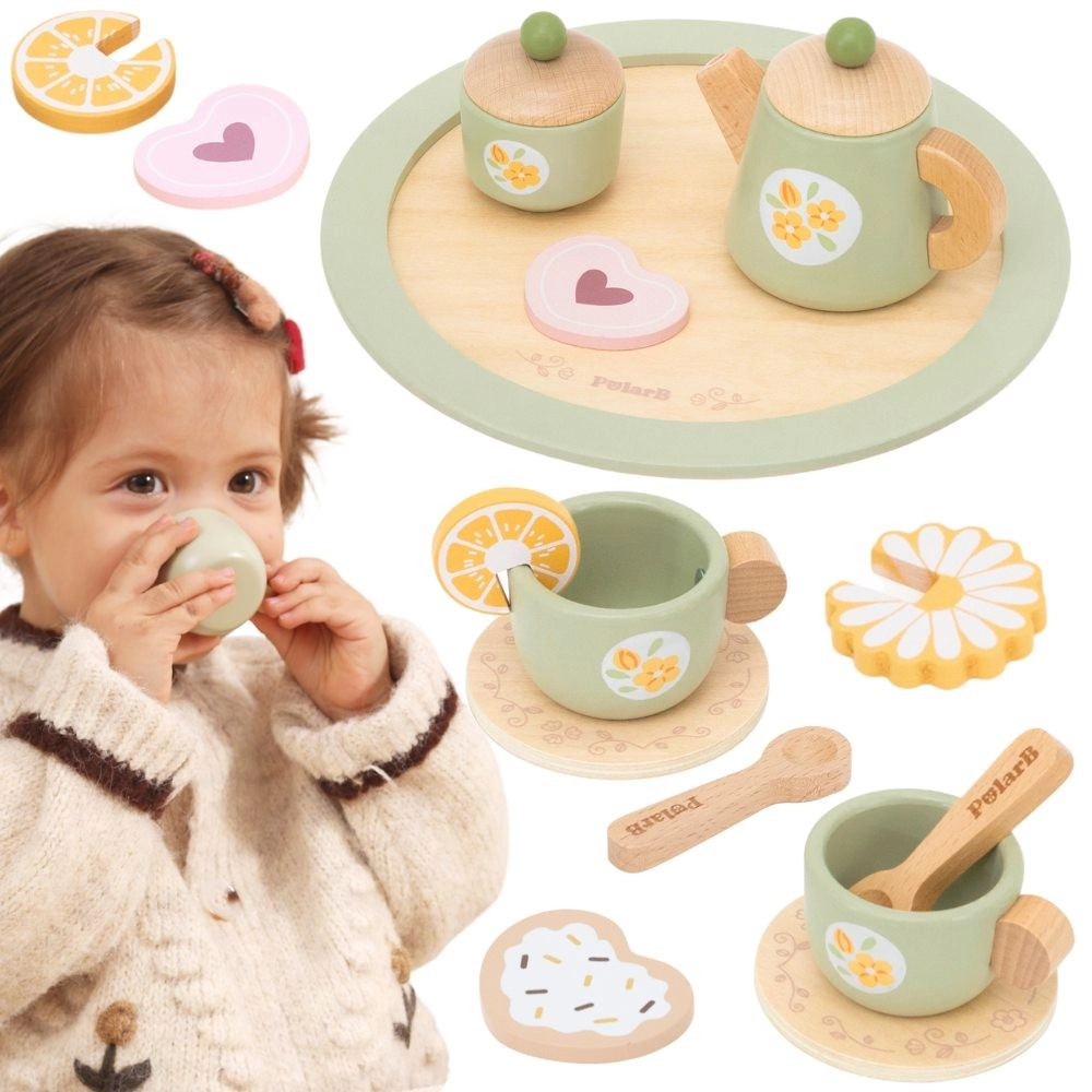 Viga dřevěný jarní čajový set – 15 dílů