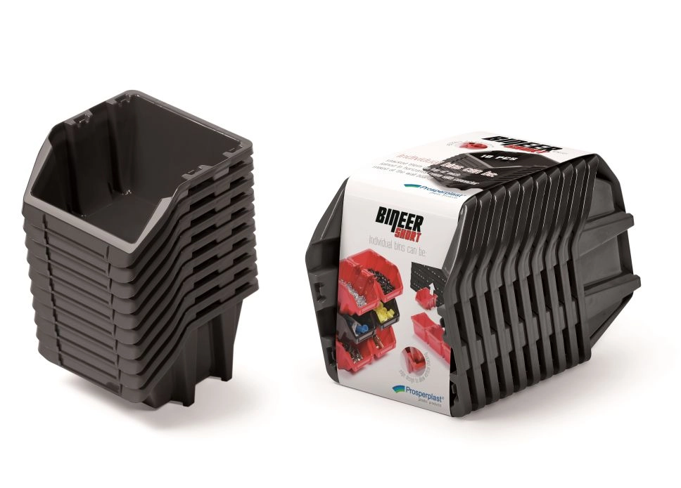 Levně PROSPERPLAST Set plastových úložných boxů 10ks BINEER SHORT SET 288 x 158 x 187 cmčerný