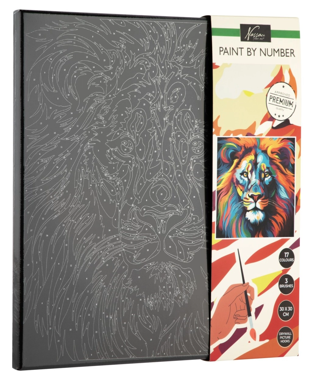 Malování podle čísel na černé plátno – lev