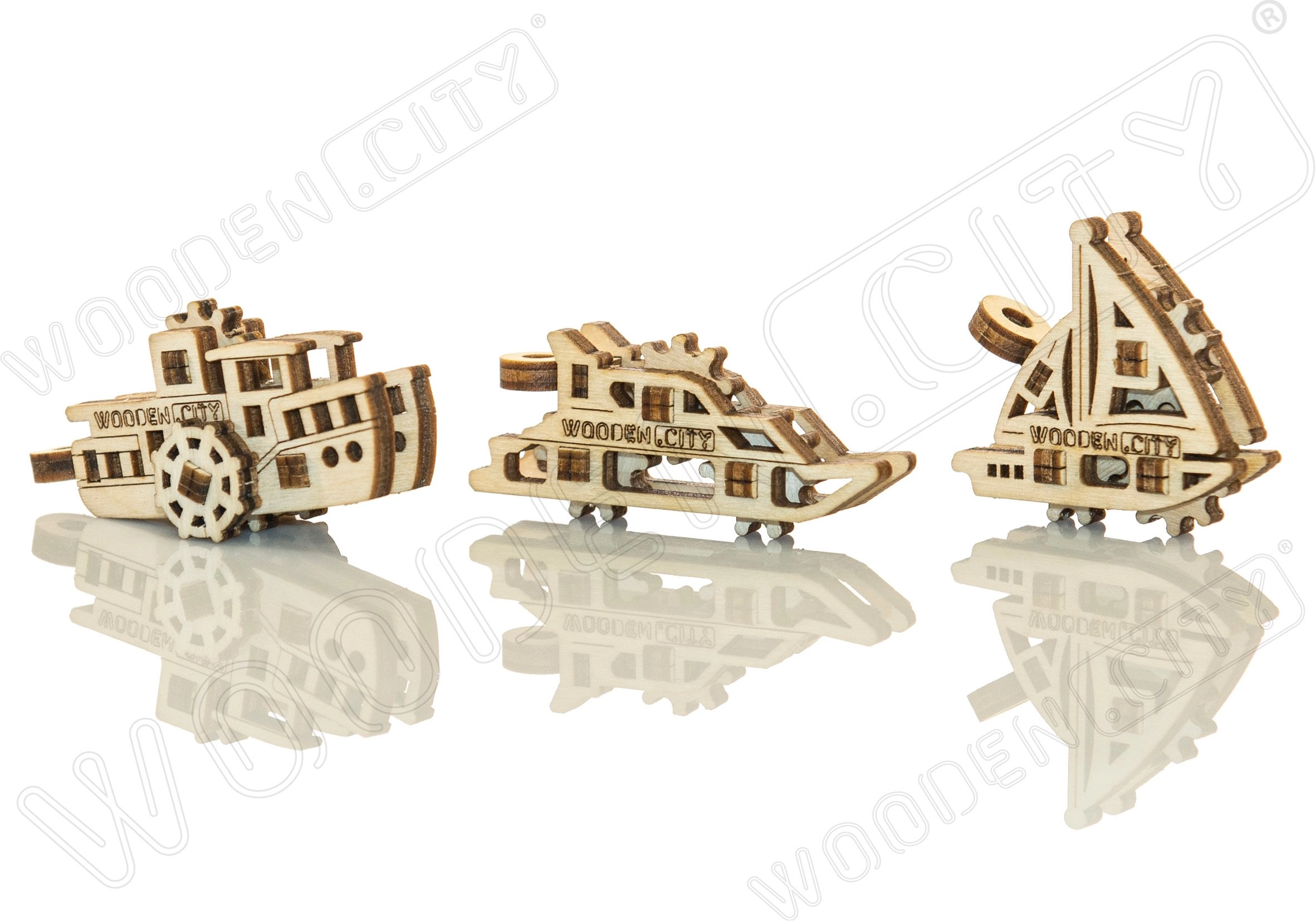 Dřevěné 3D puzzle mini sada lodě