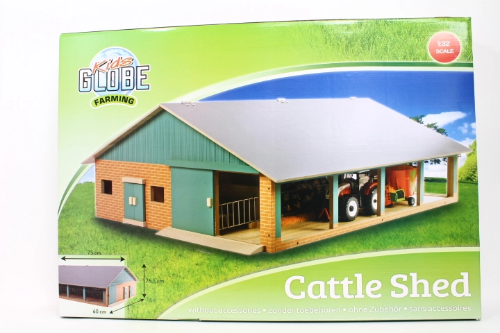 Dřevěná stáj pro krávy s dojírnou