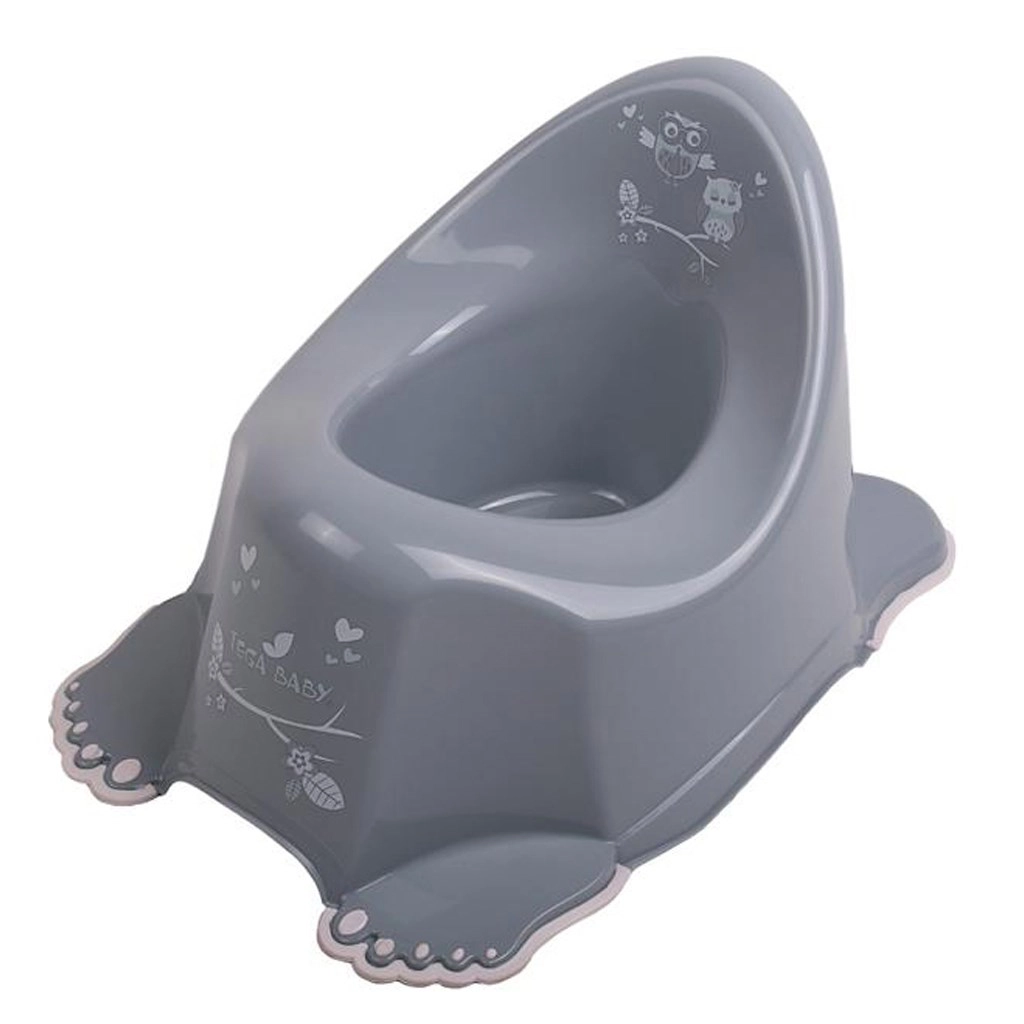 Hrající dětský nočník s protiskluzem Sova šedý