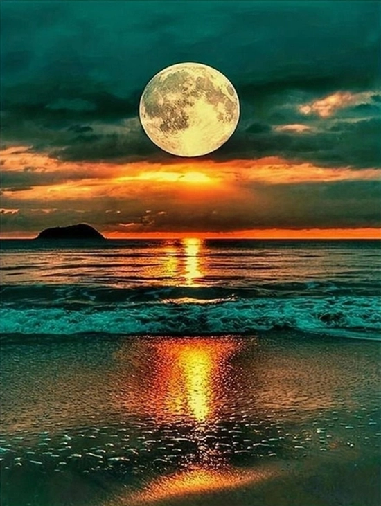 Norimpex malování podle čísel Úplněk nad oceánem 40 × 50 cm