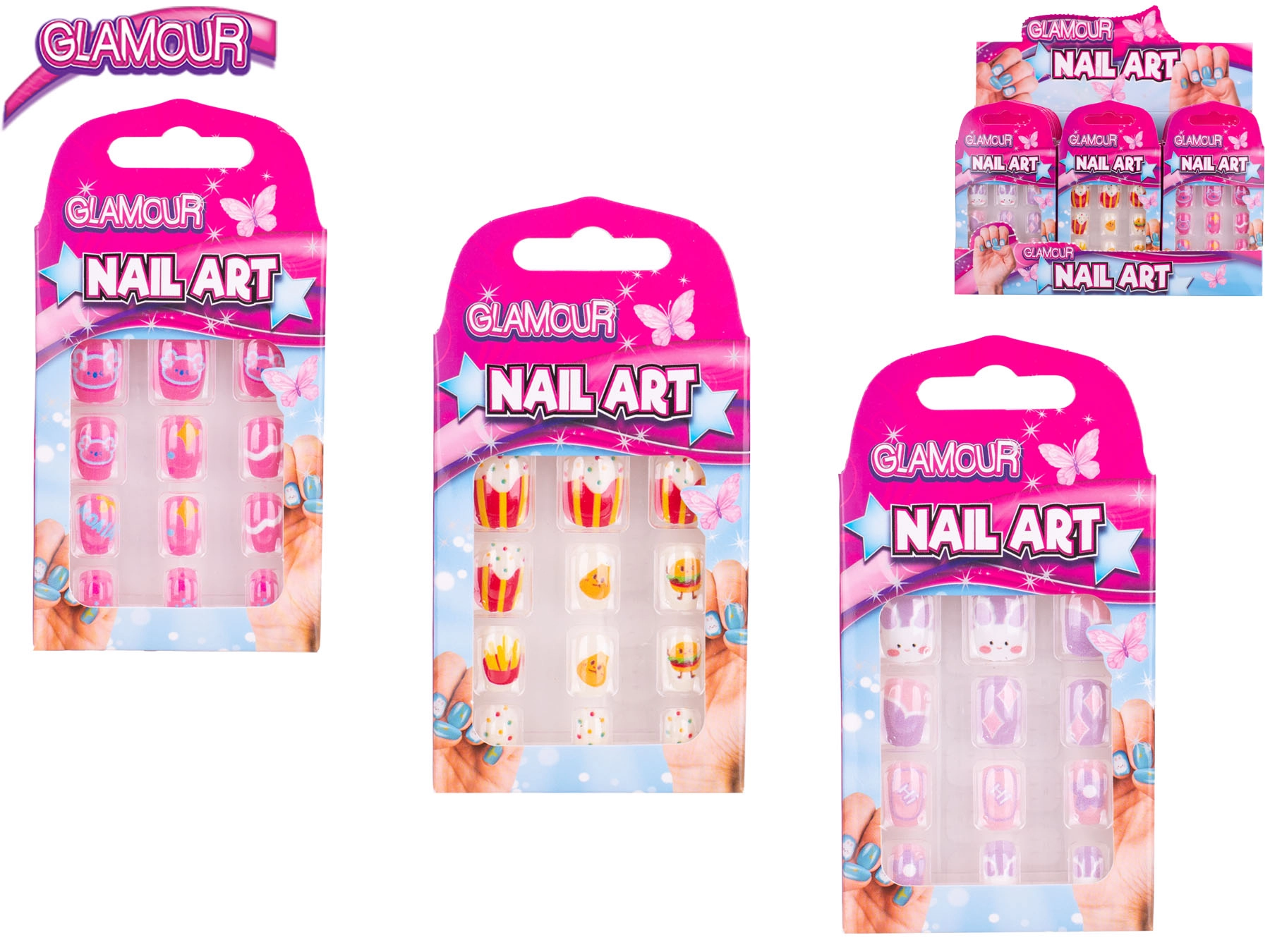 Glamour sada nalepovacích nehtů pro děti, 12 ks
