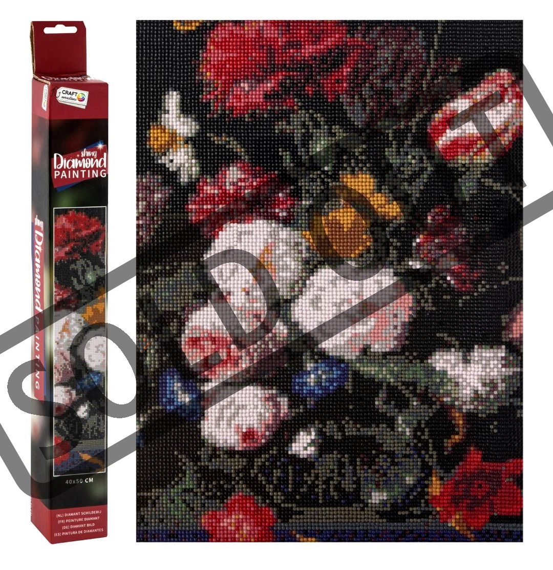 Malování pomocí kamínků Diamond - Květiny 40x50 cm