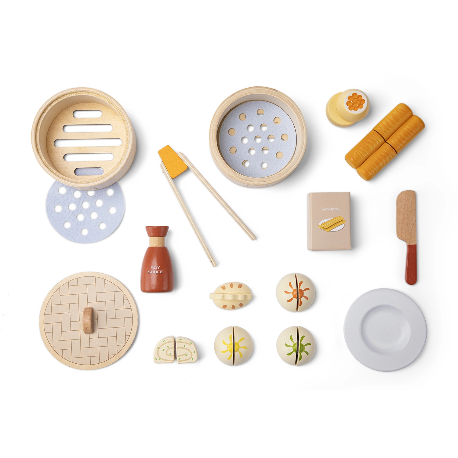 Dřevěná dětská sada inspirovaná asijskou kuchyní dim sum