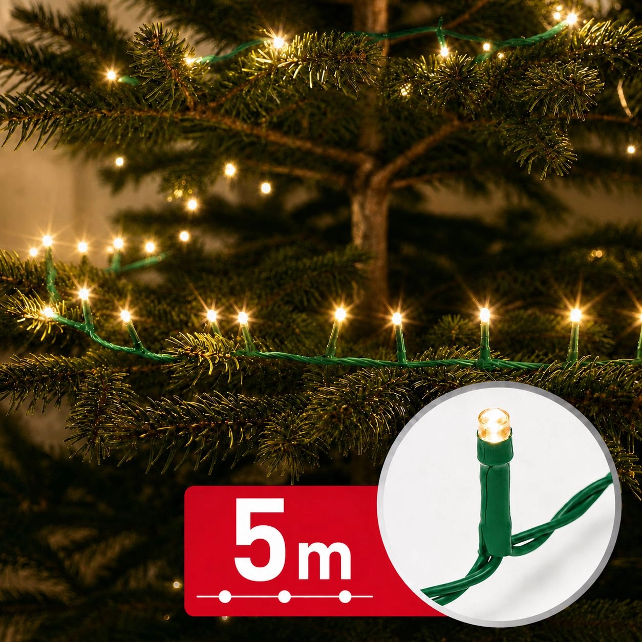 LED světelný řetěz 5 m s 100 teple bílými LED