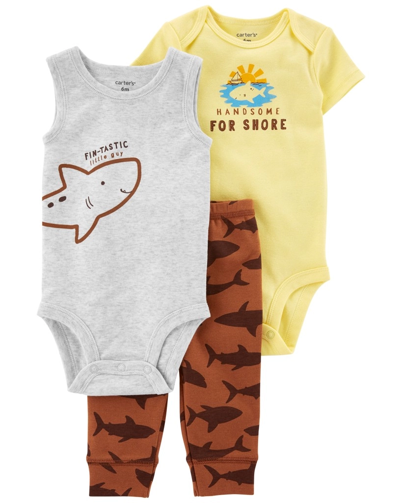 Carter's 3dílná souprava pro miminko Brown Shark
