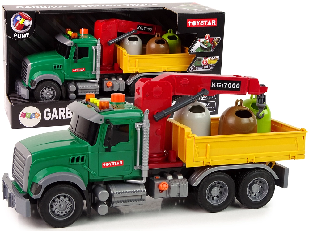 Levně Lean Toys Nákladní auto jeřábová doprava odpadkový koš zvuk