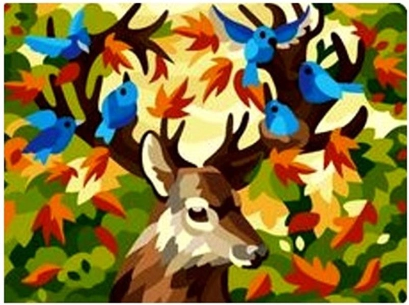 NORIMPEX Malování podle čísel Jelen s ptáčky 40 x 50 cm