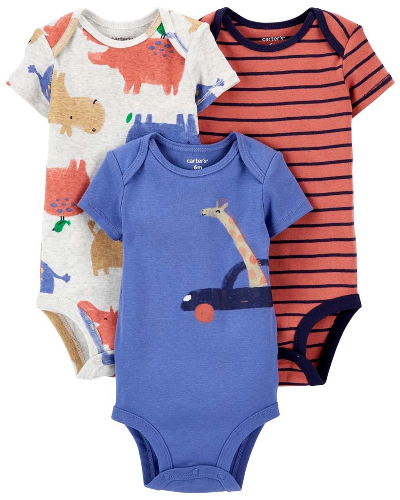 Levně CARTER'S Body krátký rukáv Brownblue chlapec LBB 3ks