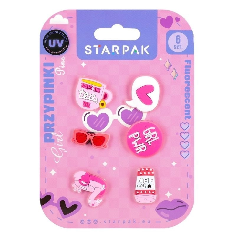 Gumové odznaky Girl Fluo – sada 6 ks