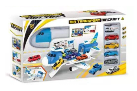 Plastové rozkládací letadlo s autíčky a helikoptérou