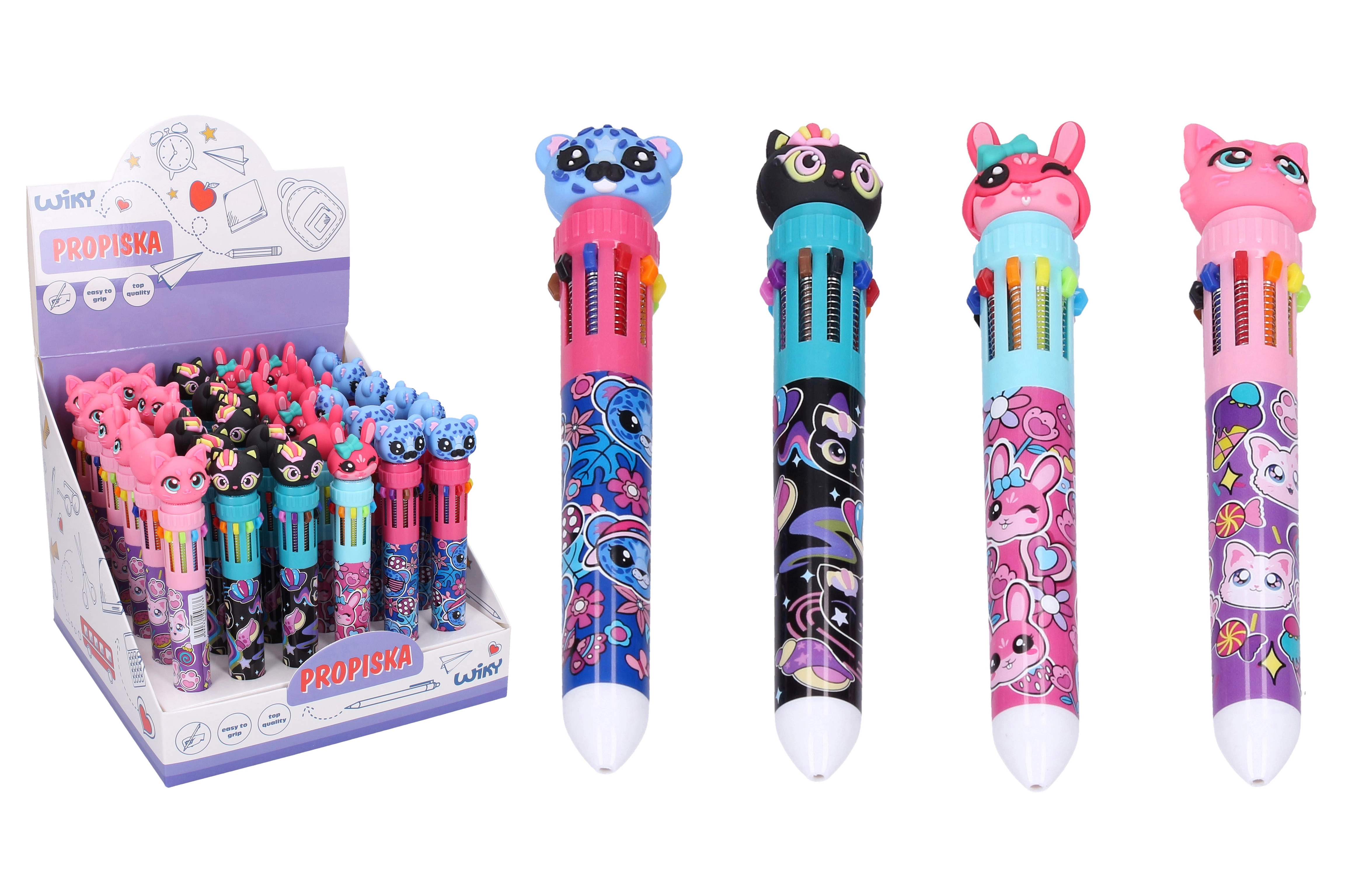 Vícebarevná propiska 0,5 mm – zvířátka (10 barev)